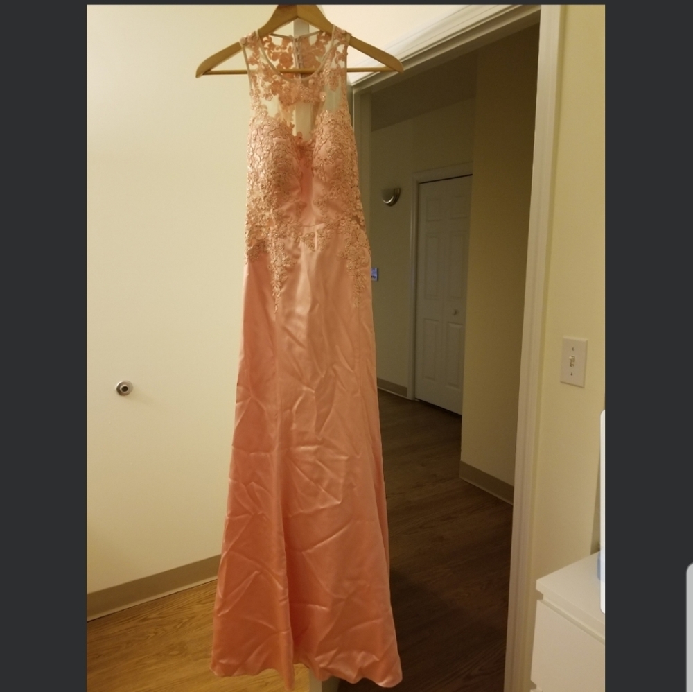 Mermaid shaped salmon color dress
